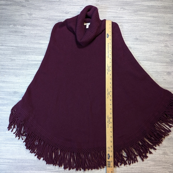Nordstrom Cashmere Turtleneck Poncho Sweater Minimalist Timeless Luxury Fringe L - Picture 6 of 8